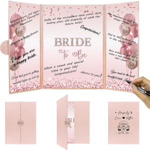 DARUNAXY Bridal Shower Decorations, Rose Gold Bride to Be Alternative Signature Guest Book for Women Bride to Be Gifts Signing Card Board Party Supplies for Hen Bachelorette Party
