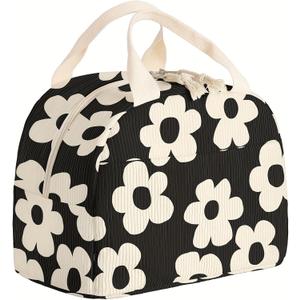 Insulated Lunch Box for Women and Men,Corduroy Lunch Bags for Work,Leakproof Adults Cooler Tote Bag for Offices,Picnic,Travel,Outdoor (flowers)