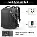Ample Space Travel Backpack with LifetimeWarranty,Expandable Carry on Backpack with USB Cable Port,Fits 17.3"Laptop Notebook,Water Resistant Weekender Backpack Business Trips,Daily Travel,Black