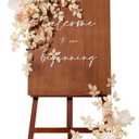 Ling's moment 2pcs Wedding Flowers Garland Artificial Floral Swag Arch Decorations Greenery Arrangements White & Beige Ceremony Reception Garden Easel Wall Entryway Outdoor Board (NOT Include Sign)
