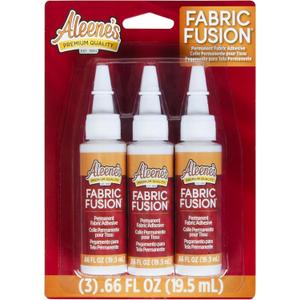Aleene's Fabric Fusion Glue .66 oz 3-Pack, Permanent and Washable Adhesive, Dries Flexible, Strong Bond on Fabrics, Clothing, Denim, Polyester, Cotton, Flannel Materials