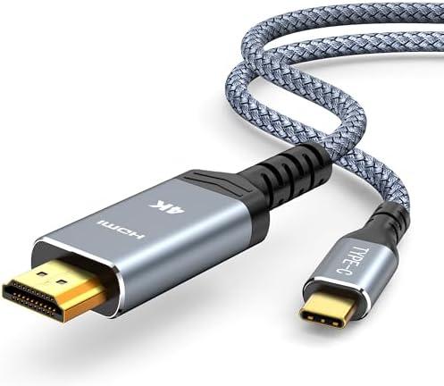 Highwings USB C to HDMI Cable @60Hz 4K, USBC to HDMI 1.8M, [Thunderbolt 3/4/5 Compatible] Type-C to HDMI Cord 2.0 Braided for iPhone 16/15 Series, MacBook Pro/Air, iPad, Surface, Galaxy, XPS, and More