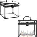 Crown Box, Clear Makeup Case,Cosmetic Organizer, Large Capacity Transparent Acrylic Artists Display Case for Vanity,Bathroom Counter or Dresser (Black)