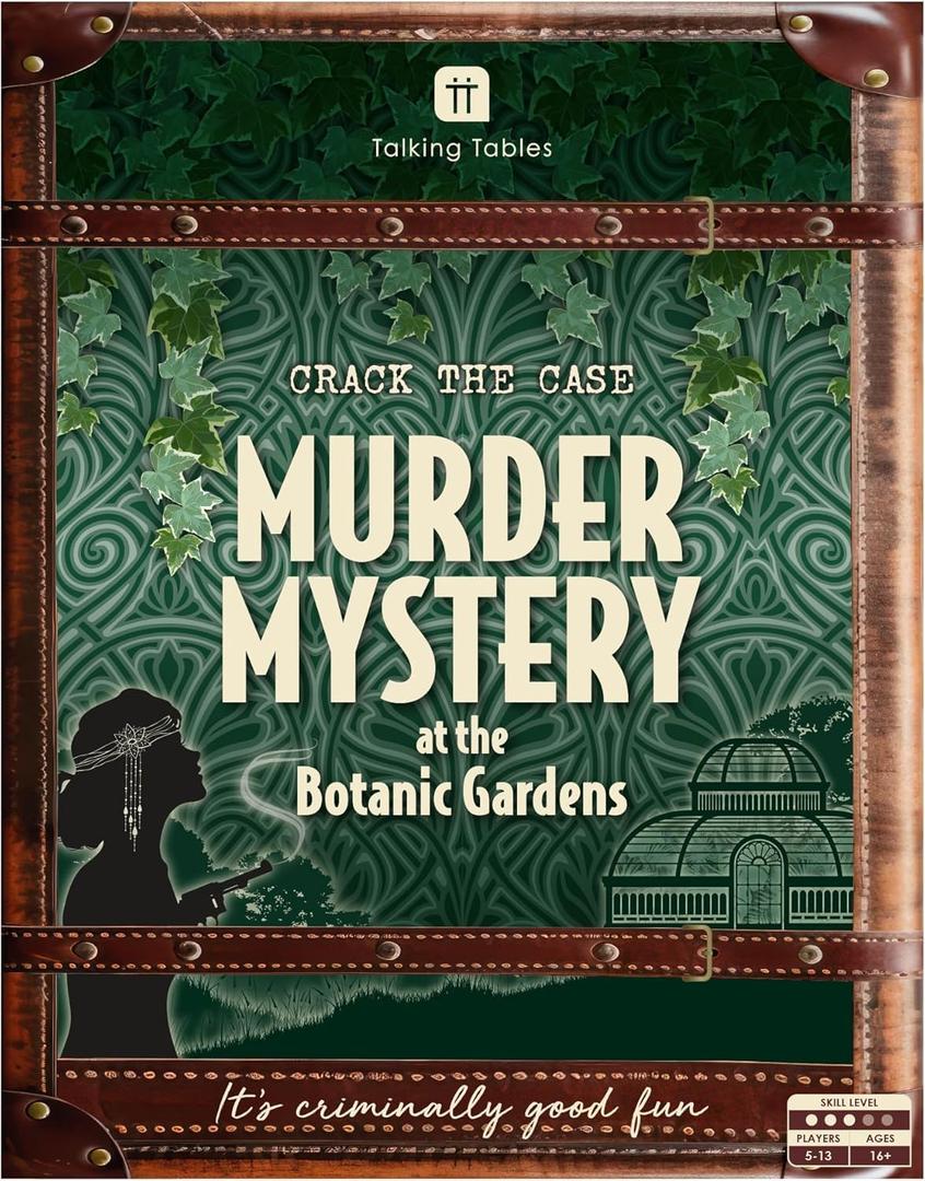 Talking Tables Murder Mystery at The Botanic Gardens Dinner Party Game for Adults, Puzzle Games, Clues, Brain Teaser Puzzles Secret Santa, Ages 16+, 5-13 Players