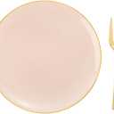 LIYH 200 Pcs Pink Gold Dessert Plates and Forks,Small Cake Plates 7.5 Inch,Party Plate and Forks 5 Inch for Bridal Shower,Birthday Tea Party