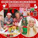 24 Pcs Christmas Beer Can Coolers Sleeves Bulk Collapsible Drink Insulator Sleeve Neoprene Xmas Santa Snowman Reindeer Beverage Coolies for Party Favors