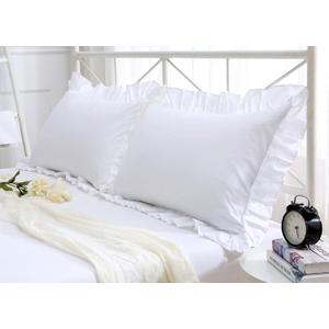 Precious Star Linen White Edge Ruffle Standard Size Pillow Shams Long-Staple Egyptian Cotton Hotel Class Bedding Set of 2 Decorative Pillow Cover 20x26 Inch, Envelope Closure Soft & Cozy