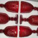 Red Vintage Wine Glasses Set of 6, 10 Ounces Colored Glass Water Goblets, Unique Floral Embossed Pattern High Clear Stemmed Glassware Wedding Party Bar Drinking Cups Fancy Glasses Hand Wash Only