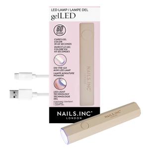 Nails Inc GelLED On-The-Go Mini Portable LED Lamp, Cures in 60 Seconds, Mini Nail Dryer for DIY Gel Nails, Adhesion for Gems, Easy Flash Cure Lamp, Rechargeable USB Nail Light, 3W, 1 Count
