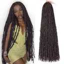 Leeven 24 Inch Pre-twisted butterfly locs crochet hair Black Brown Butterfly Faux Locs Crochet Braids Hair Pre-looped Distressed Butterfly Locks Hair Extensions for Women 4#
