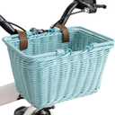 GRANNY SAYS Kids Bike Basket, Front Bicycle Bike Baskets for Kids, Small Wicker Bike Basket for Boys and Girls, Small Wicker Basket for Bike, 9" x 7" x 6", 1-Pack (Cyan)