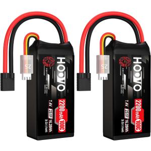 HOOVO 2S Shorty Lipo Battery 2200mAh 100C 7.4V RC Lipo Battery with TR Connector for FPV Racing Drone RC Airplane Helicopter Quadcopter Car-2 Pack