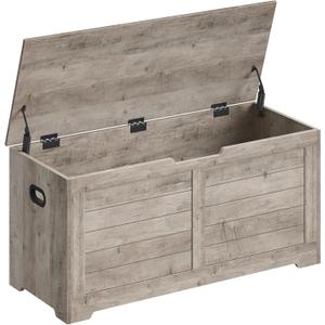 VASAGLE Storage Chest, Storage Bench with 2 Safety Hinges, Farmhouse Style, 15.7 x 39.4 x 18.3 Inches, for Entryway, Bedroom, Living Room, Heather Greige ULSB061K02