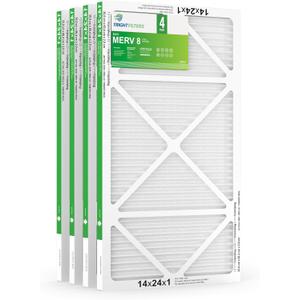14x24x1 Air Filter 4 Pack, MERV 8 Pleated Dust Defense Air Filters Replacement Air Conditioner HVAC AC Furnace Filter, Durable and Lightweight