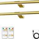 Battery Picture Lights 16 inch-2PACK , Wireless Rechargeable Painting Light for Art with Remote, Full Metal Led Picture Lights Dimmable Wall Light for Portraits, Dartboard, Gallery-Gold with Patent