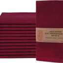 Rosa Mystica Cloth Napkins 18x18 Inches, 85% Cotton 15% Linen Dinner Napkins with Hemmed Edges, Washable Napkins Ideal for Parties, Weddings and Dinners (Maroon, Pack of 12)
