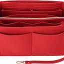 OPPOSHE Purse Organizer Insert for Handbags, Softened Felt Bag Insert Organizer for Tote, Compatible with LV, Coach, MK, Kate Spade, Goyard, Longchamp (Red, Slender Large)