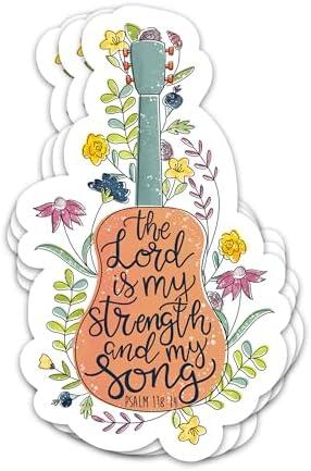 3PCs The Lord is My Strength and My Song Sticker Christian Bible Verse Sticker Faith Religious Scripture Waterproof Vinyl Stickers for Laptop Water Bottle Journal Decals Gifts for Women Men 3"x1.8"( 2 Pack )