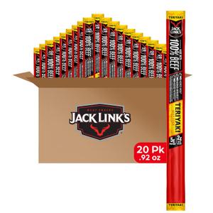 Jack Link's Beef Sticks, Teriyaki - Protein Snack, Meat Stick with 5g of Protein, Beef Jerky Snack Sticks Made with 100% Meat, Keto Friendly, Individually Wrapped - 0.92 Oz. (20 Count) (EXP 10/02/26)