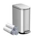 KSSKSS 2.6 Gallon Slim Bathroom Trash Can with Soft Close Lid, 10L Stainless Steel Garbage Can with Removable Liner Bucket, for Narrow Spaces,Bathroom, Bedroom (Silver)