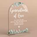 Acrylic Wedding Sign Generations of Love Signs for Ceremony Modern Calligraphy Arch Acrylic Table Top Signs for Wedding Reception and Event Party Table Decor (Eucalyptus Leaves)
