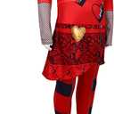 2 x Red Costume Jumpsuits for Girl Rise Red with Wig Bodysuits with Skirt Party Dress up for 4-10Y (5-6Years)