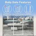 40.55" Extra Tall Baby Dog Pet Gate 57.48-74.4" Wide Indoor White