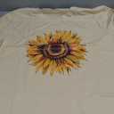 Ykomow Sunflower Shirts Floral Print Graphic Tees Womens Casual Mothers Day Shirt 4th of July T Shirt (Large, Cream)