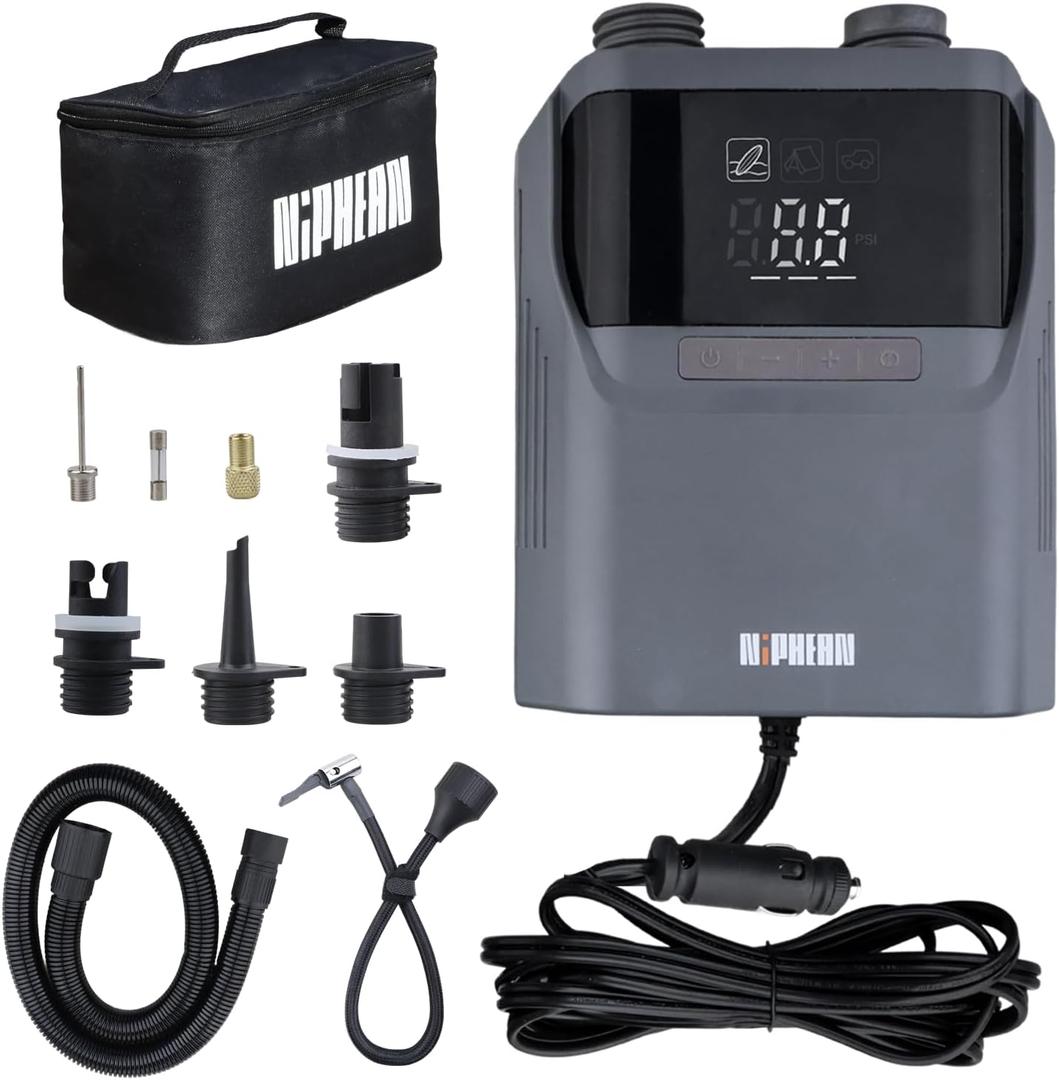 Niphean Paddle Board Pump with (Extra-Long) 118'' Charging Cable, 50 PSI Tire Inflator with Storage Bag, SUP Pump for Inflatables &Deflation, Air Inflator for Car Tires, SUP, Balloon, Mattress (Grey) Niphean Paddle Board Pump with (Extra-Long) 118'' Charging Cable, 50 PSI Tire Inflator with Storage Bag, SUP Pump for Inflatables &Deflation, Air Inflator for Car Tires, SUP, Balloon, Mattress (Grey)