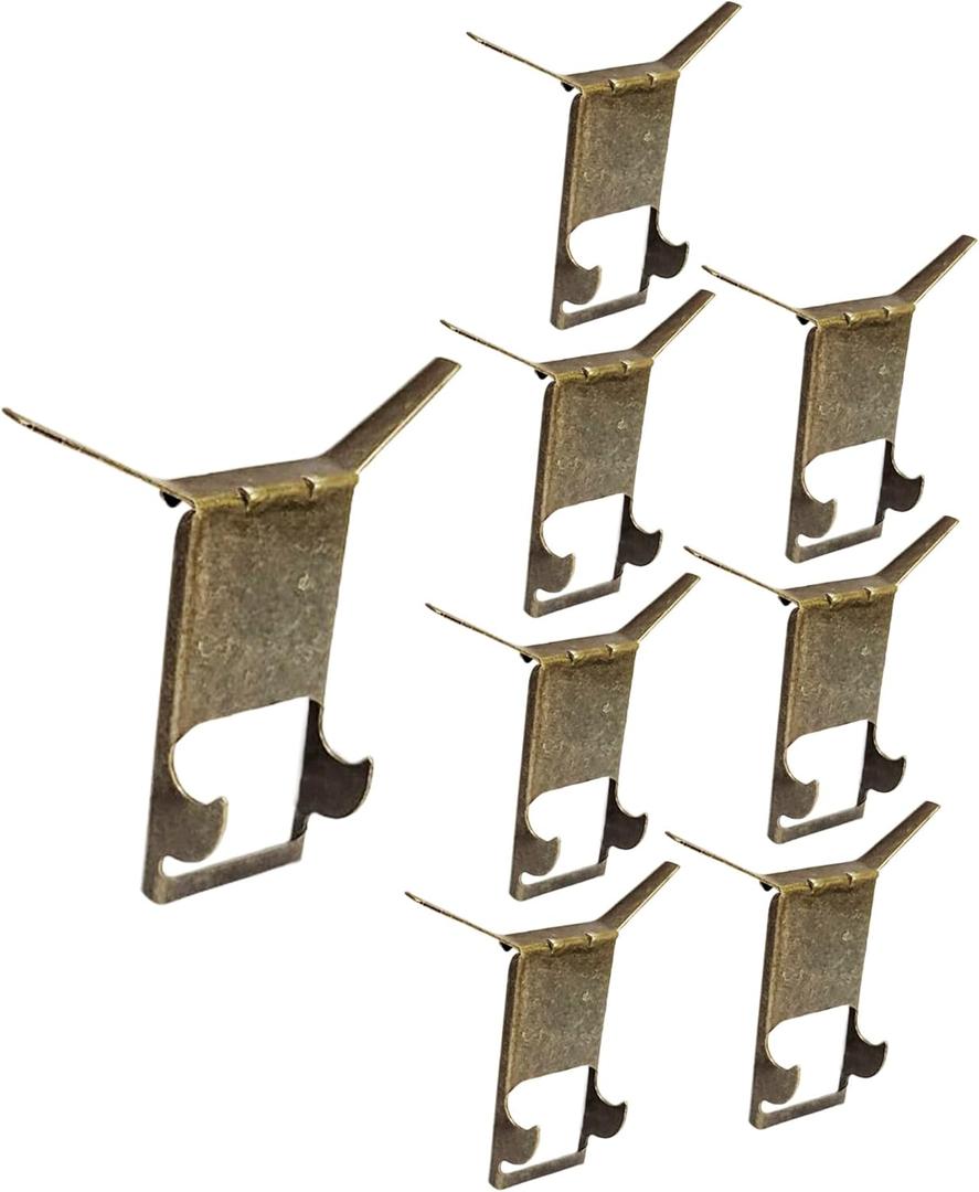 QCAA Steel Brick Hanger, in Antique Brass Color, 8 Pack, Made in Taiwan