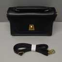 Classic Medium Crossbody Bag for Women, Vegan Leather Satchel Purse with Gold-Tone Hardware, Elegant Top-Handle Shoulder Bag (Black)