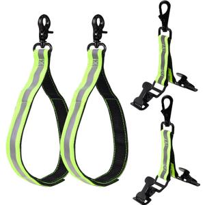 4pcs Glove Safety Straps, Including 2pcs Adjustable Glove Straps and 2pcs Glove Clips Heavy-duty Firefighter Glove Holder Tools Reflective Trim Glove Belt Clips Gear for Workers, Guards, Police Rescue