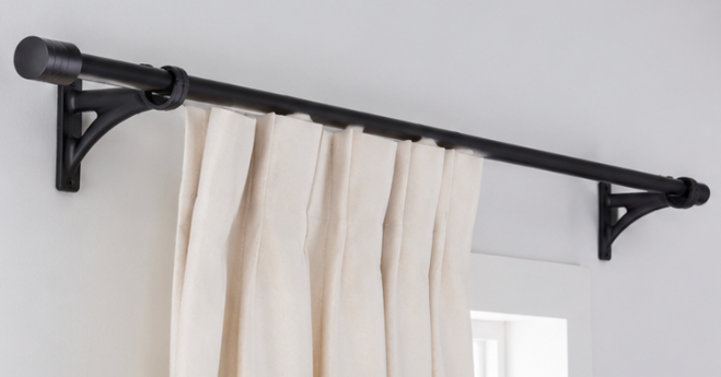  42 Ft Heavy-Duty Black Curtain Rod Brackets & Rod Set