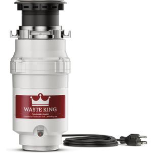Waste King 1/3 HP Garbage Disposal with Power Cord, Compact Food Waste Disposer for Under Kitchen Sink, L-111