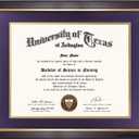 GMFrames 11x14 Wood Diploma Frame with Purple Mat or Display 14x17 Certificates without Mat,UV Protection Acrylic,Deep Brown Finish with Gold Trim