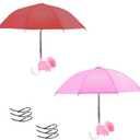 4pcs Mobile Phone Holder with Sun Umbrella - Phone Umbrella Suction Cup Stand, Desktop Piggy Phone Holder,Durable Mobile Phone Suction Cup Holder Outdoor Sun Umbrella Mobile Phone Holder(pink red)