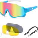 DUCO 4 Lenses Kids Sunglasses Polarized Youth Baseball Sun Glasses Sports Teens Cycling Shades Boys Girls DK280