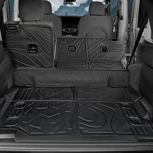 Cargo Mat for 2021-2025 2026 Jeep Wrangler JL 4XE (4-Door Unlimitied), Full Coverage All Weather TPE Protector Cargo Mat with Backrest Mat Trunk Mat Cargo Liner for Jeep Wrangler 4XE Accessories