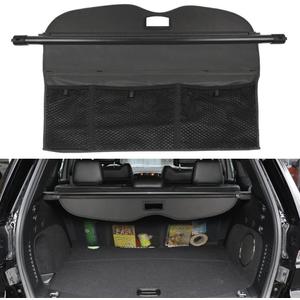 Cargo Cover for Jeep Grand Cherokee Accessories With Mesh Organizer 2011-2020 2021 Rear Trunk Shade CoverNot fit for 2021 Winter-2022 for grand Cherokee, L