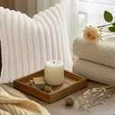 decorUhome Summer Cozy Faux Fur Throw Pillow Covers 18x18 Set of 2 Decorative Soft Plush Striped Modern Farmhouse Boho Couch Pillow Cases with Velvet Back for Sofa Bed Living Room, Cream White