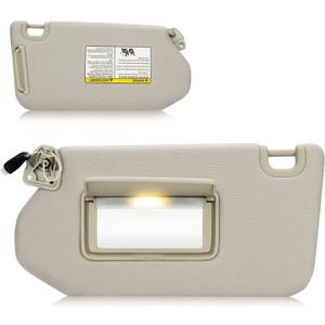 Sun Visor with Light for 2013-2018 Nissan Pathfinder, 2014-2017 Infiniti QX60, 2013 JX35, Left Driver Side Beige Sunvisor Replacement 96401-9PB0A