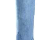iiimmu Cowgirl Boots Women Knee High Boots Pointed Toe and Block Heel Cowboy Suede and Faux Leather Boots with Embroidered (8.5, Blue)