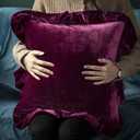 GLORY SEASON Velvet Throw Pillow Cover Soft Decorative Luxurious Solid Square Cushion Case for Sofa Couch Bedroom Farmhouse,Pack of 2, 18 x 18 Inches, Amaranth