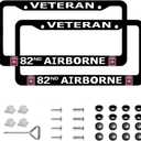 2PCS Matte Black License Plate Frames Compatible with 82nd Airborne 2 Holes Solid Aluminum Veteran License Plate Holders for US 82nd, Universal Car Frames and Screws