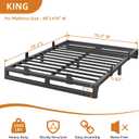 6 Inch Metal King Bed Frame with Steel Support, Noise-Free
Easy Assembly, Underbed Storage, U-Shaped Groove, 6 Mattress Baffles, No Box Spring Needed, Rubber Pads, Squeak Free, Black