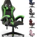 Bigzzia Gaming Chair for Adults, Ergonomic Computer Game Chairs, Headrest and Lumbar Support, Adjustable Height, Reclining, Racing Style, and 360Swivel Seat, Green