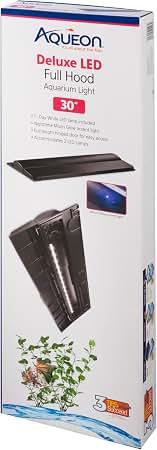 Aqueon LED Deluxe Fish Tank Aquarium Full Hood, Black, 30 Inch