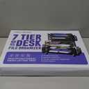 Simple Trending 7 Tier Desk File Organizer, Letter Tray Paper Organizer with Pen Holder and Metal Hanging Basket, Black