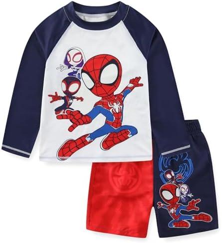 Marvel Spider-Man Boys UPF 50+ Rash Guard and Swim Trunks for Toddler and Big Kids, Size 3