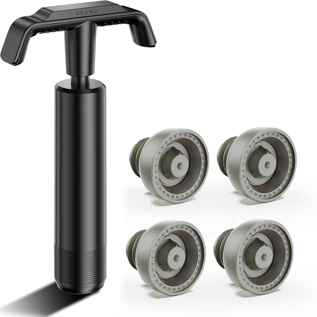 Wine Vacuum Pump and 4 Stoppers with Vacuum Detection Function, Wine Pump Vacuum Stoppers with Date Record, 30-Day Freshness, Reusable Wine Savers Vacuum Pump, Wine Air Remover Pump